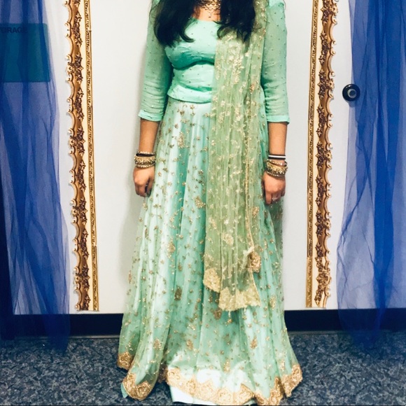 Dresses & Skirts - Sea Green Lehengha with embroidery work